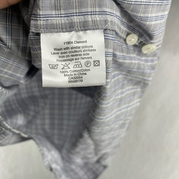 Brilliant Colours by Velour Button Shirt Men’s Sz S Blue Plaid Roll-Tab Pockets - Picture 11 of 12